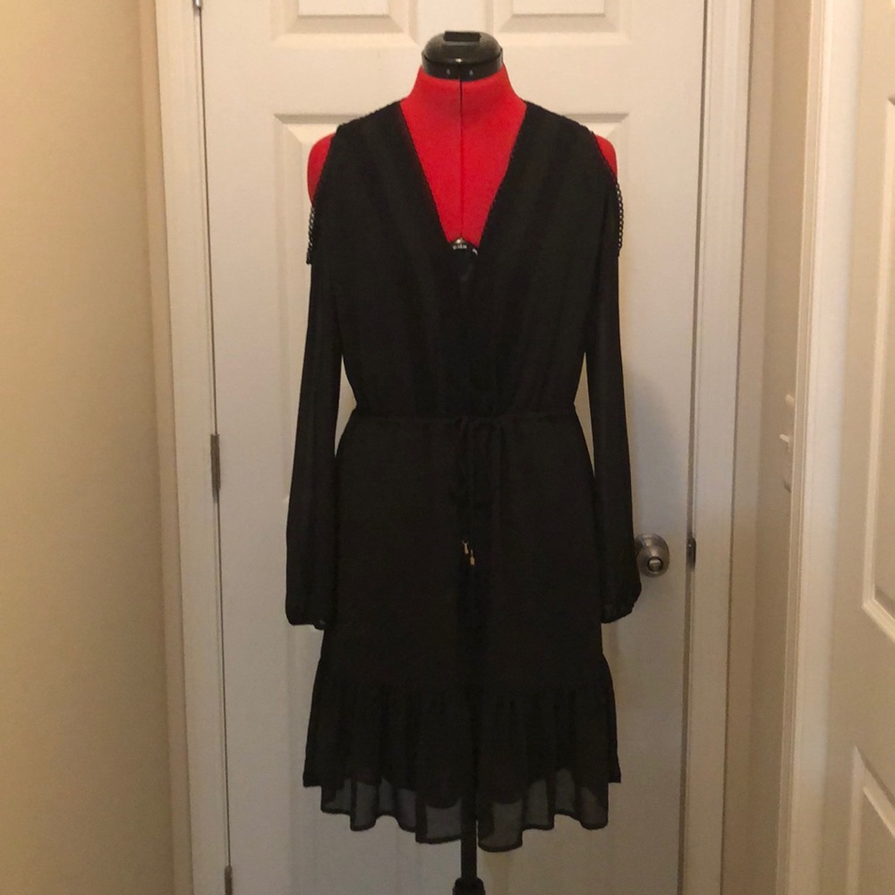 2 for $10 Black Chiffon/Lace ‘Cold Shoulder’ Dress